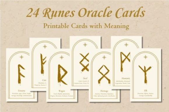 Download Runes Symbols Oracle Cards (Yellow&amp;Gold) - Premium Resources