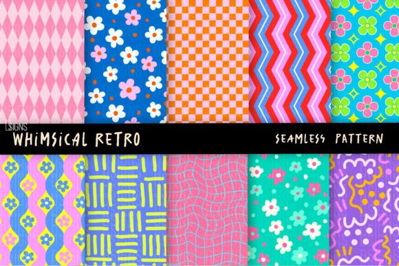 Download Whimsical Retro Seamless Pattern Bundle - Whimsical Collection