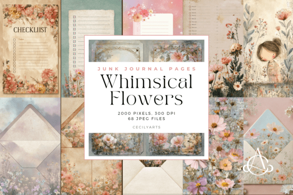 Download Whimsical Flowers Junk Journal Pages - Whimsical Collection