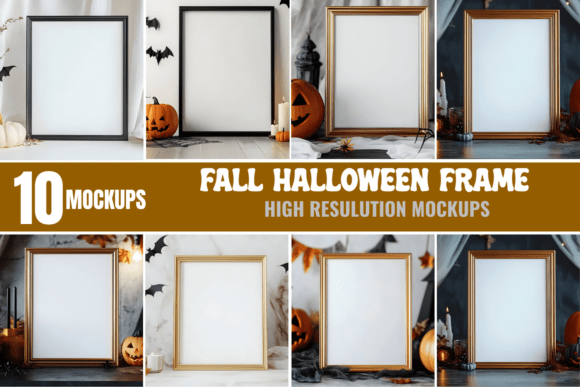 Download Fall Halloween Frame Mockup Bundle - Halloween frame mockup Collection